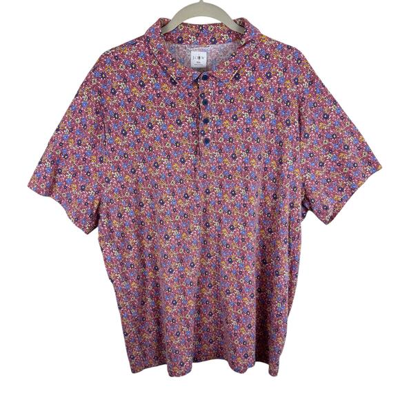 J. Crew Multicolor Floral 1/4 Button Up COOLMAX Short Sleeve Polo Men's Sz XXL - Picture 3 of 9